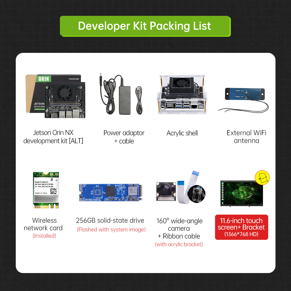 Hiwonder Jetson Orin NX Development Kit 8GB/16GB SOM Module Hiwonder Jetson Orin NX Development Kit 8GB/16GB SOM Module